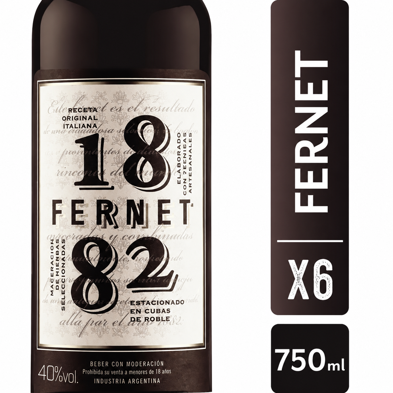 Fernet 1882 Original 750 ml. Pack x6