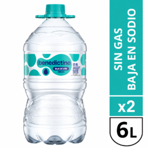 Agua Benedictino 6L Sin Gas · Bidón Baja en Sodio Pack x2